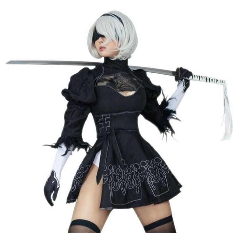 NieR Automata 2B YoRHa No.2 Cosplay Costume Suit Full Set Outfit with Eyepatch