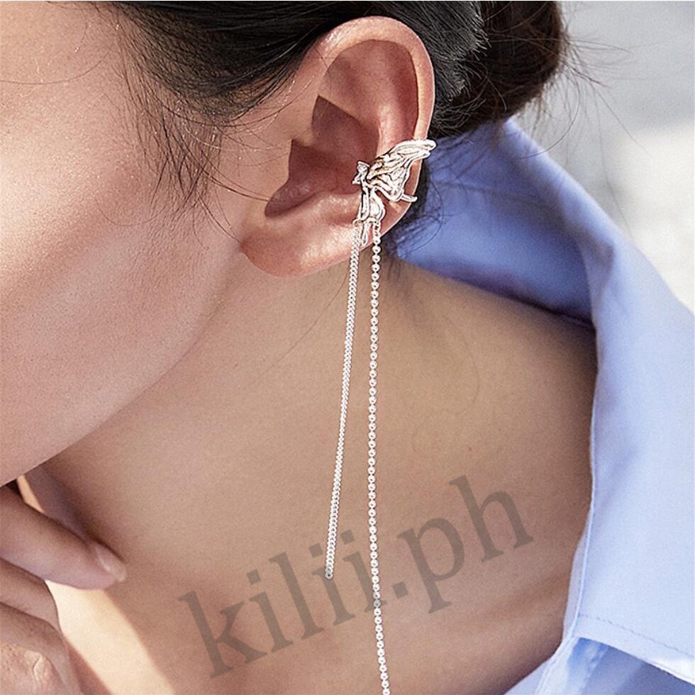 Kilii Khuyên Tai Dạng Kẹp Hình Bướm Tua Rua Không Xương Không Cần Xỏ Lỗ Cho Nữ