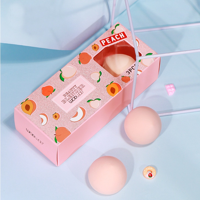 Bông mút trang điểm Peach Beauty Blender Set 3 mút trang điểm hãng WODWOD