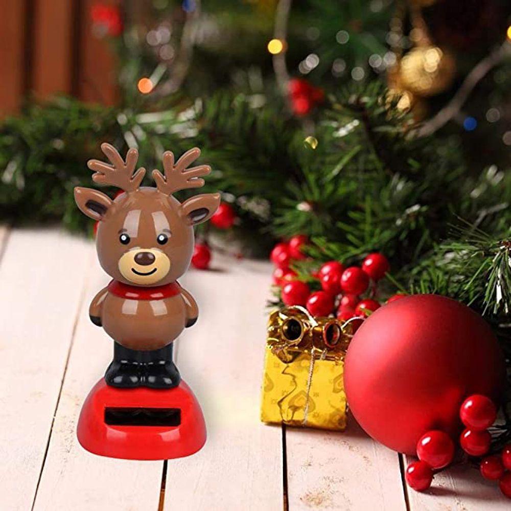REBUY1 Búp Bê Lắc Đầu Hình Ông Già Noel Trang Trí Bảng Điều Khiển Xe Hơi Chạy Bằng Năng Lượng Mặt Trời