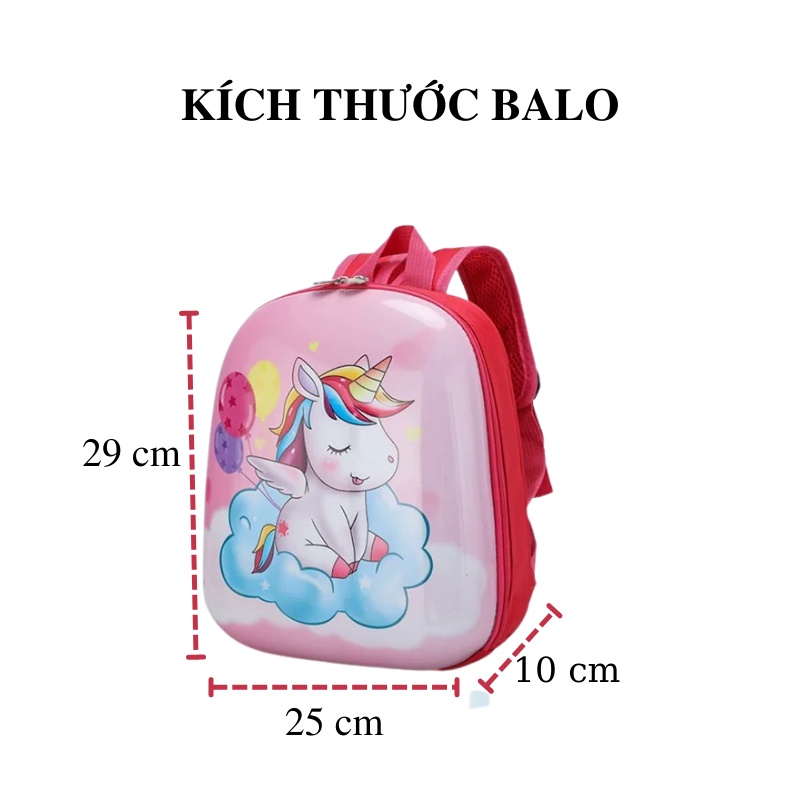 Balo đi học mẫu giáo mầm non, balo trứng chống nước cho bé trai bé gái Ngựa Pony, Thỏ tím Xu Xu Kids