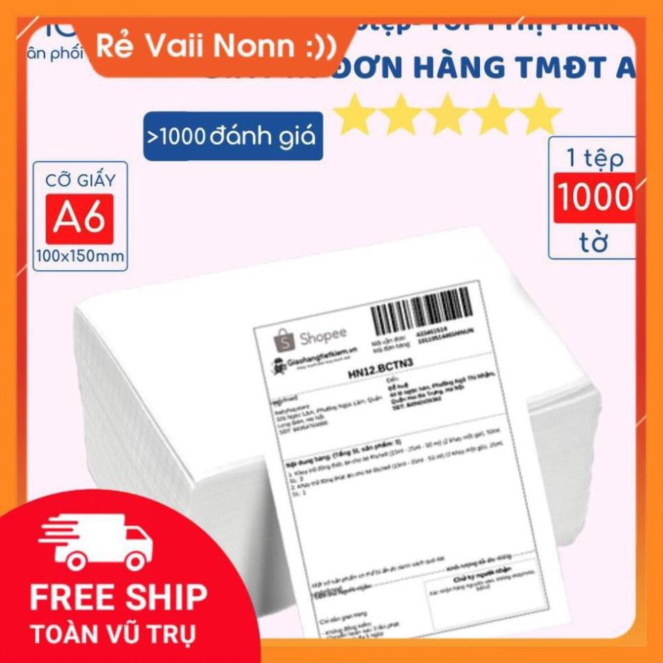 1000 tờ giấy in nhiệt A6, in đơn hàng, in mã vận đơn tự dán máy in Shoptida TMĐT Size 100x150mm
