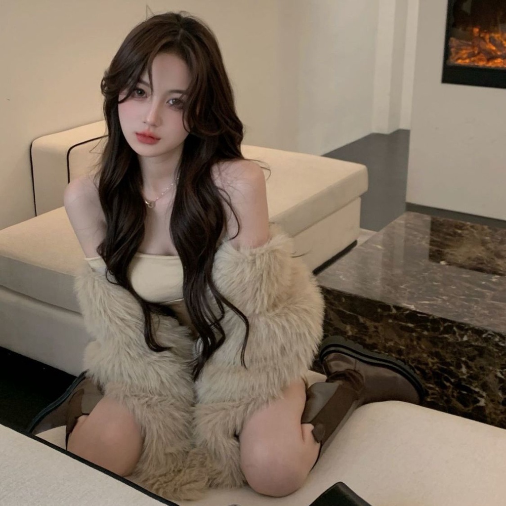 Furry fur short coat female small fragrant style loose all-inclusive warm coat 2021 autumn and winter new style