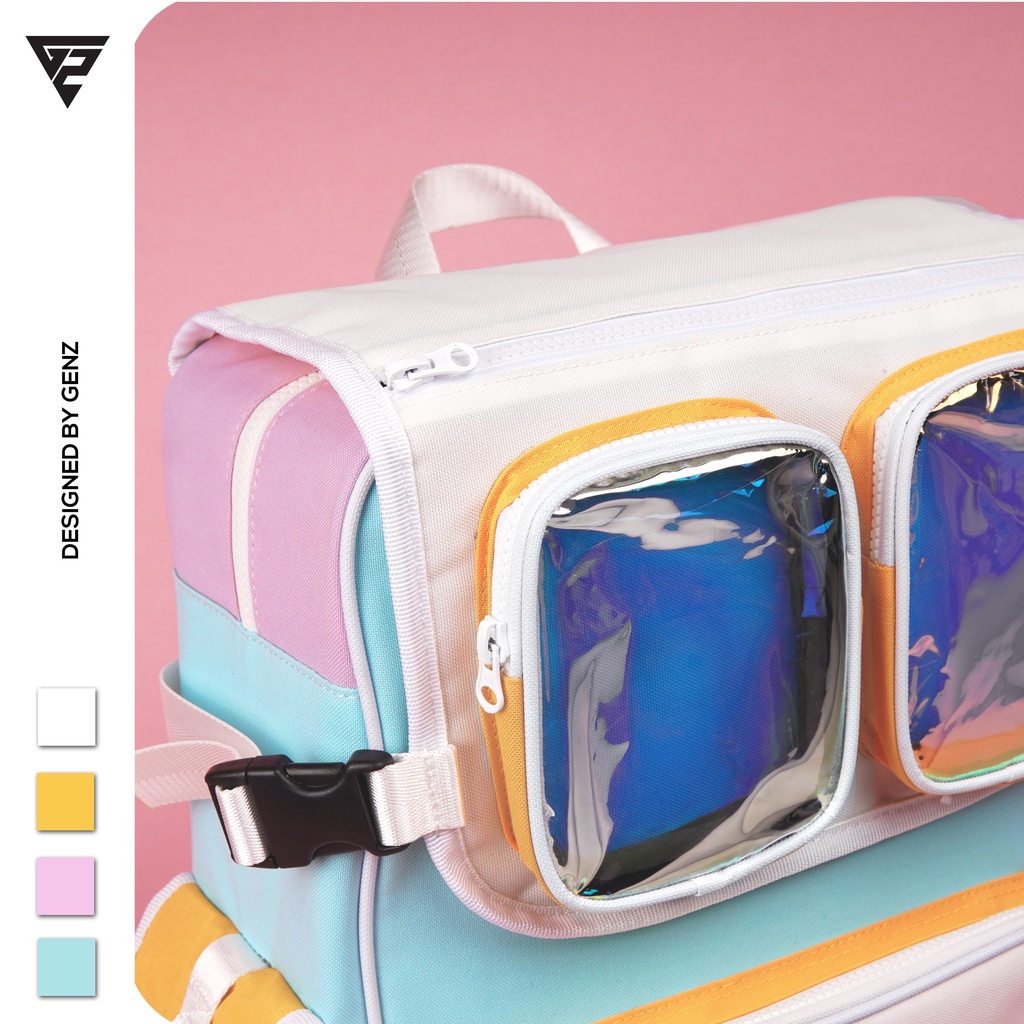 Balo ulzzang GENZ Backpack tone màu pastel trẻ trung