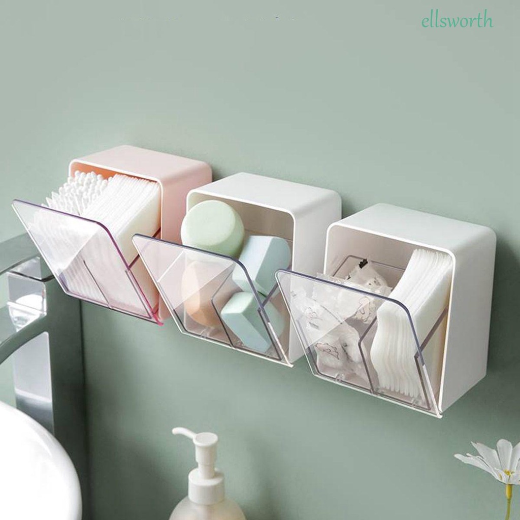 Hộp đựng tăm bông gắn tường bằng acrylic chống bụi sắp xếp gọn gàng đa dụng tiện lợi