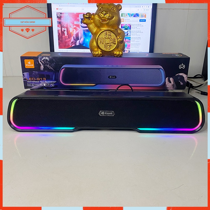 Loa Máy Tính Bluetooth Kisonli Led-913 Có Dây Led RGB Loa Vi Tính Laptop Thanh Cây Nghe Nhạc Bass Mạnh