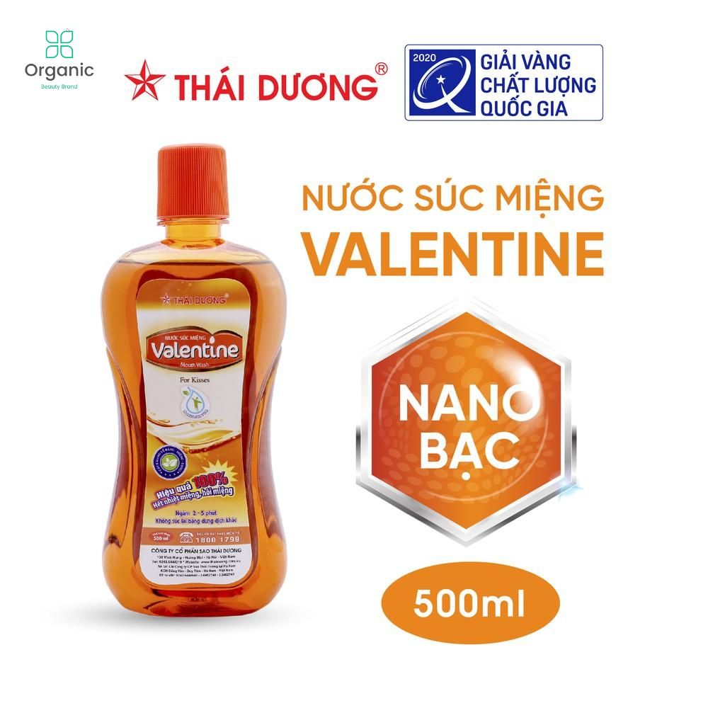 THÁI DƯƠNG - Nước súc miệng Valentine - Nano bạc làm sạch sâu - hương bạc hà - 500ml