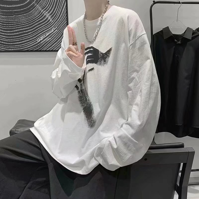 Áo Thun Thể Thao Tay Dài Cổ Tròn Dáng Rộng Phong Cách Thời Trang Hàn Quốc