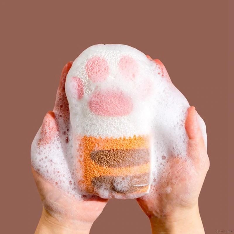 Bông tắm hình chân mèo dễ thương bằng cotton mềm mại cho bé