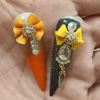 Nơ bột 5D nhụy charm trang trí móng N05