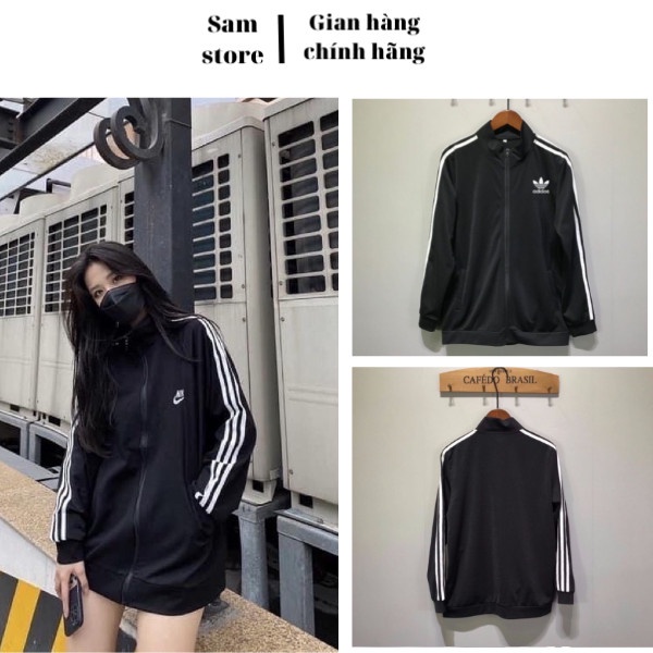 áo khoác thể thao nam nữ gym adidas 3 sọc bigsize thun poly - Sam store