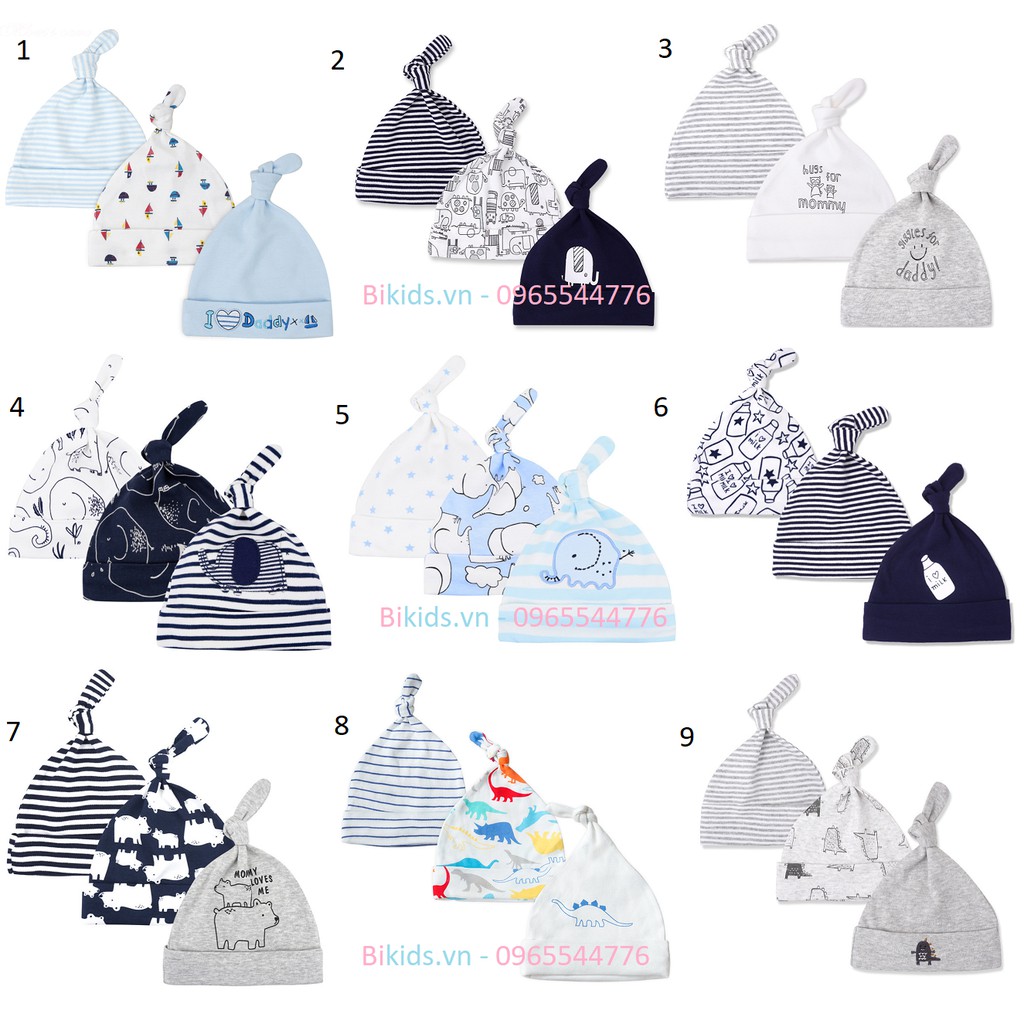 Mũ thắt nút Mom's Care set 3c - Bé Trai