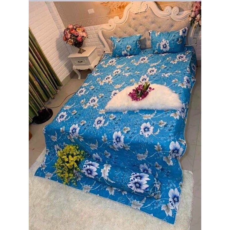 Ga trải giường vải poly siêu mát mẫu mã đa dạng gồm chăn hè, vỏ gối, ga giường kèm gối ôm