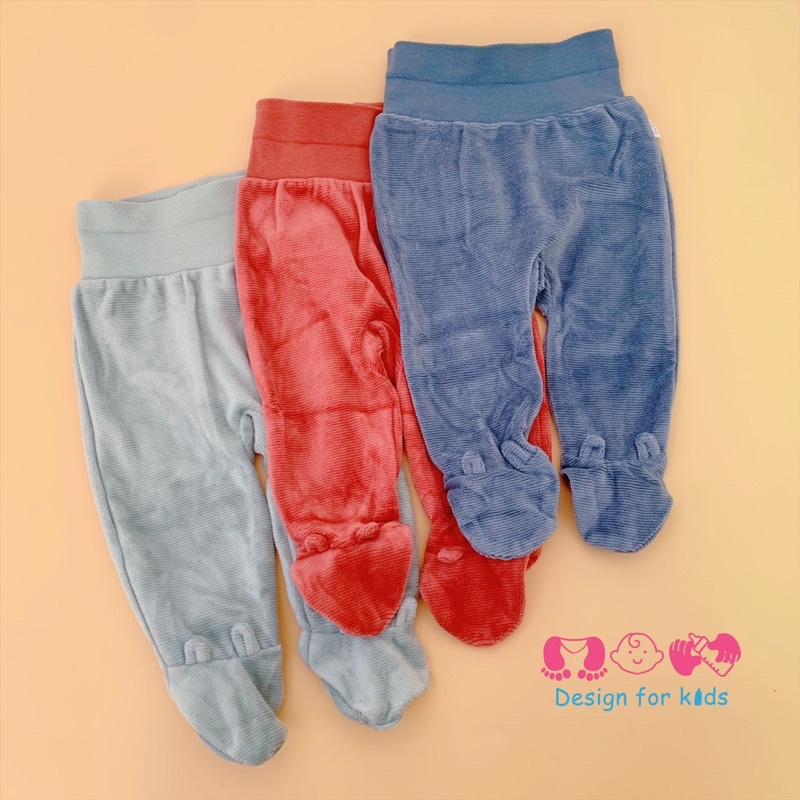 Bộ nỉ nhung xuất dư Blukids Bebé cho bé gồm áo cúc bấm vạt chéo, quần cạp cao liền tất thú