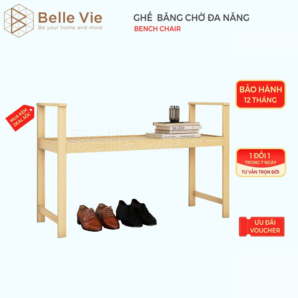 Ghế Băng Chờ Gỗ Thông Mình BELLEVIE Ghế Sofa Lắp Ráp Tiện Lợi Bench Chair