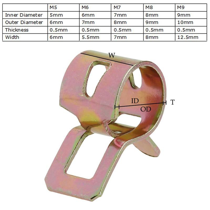 Set 50 vòng kẹp ống nhiên liệu, ống nước các kích cỡ 5mm/6mm/7mm/8mm/9mm - Phụ kiện kẹp lò xo 65mn