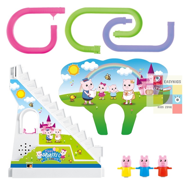 Đồ chơi heo Peppa Pig, vịt Little Duck leo cầu thang có đèn và nhạc vui nhộn cho bé