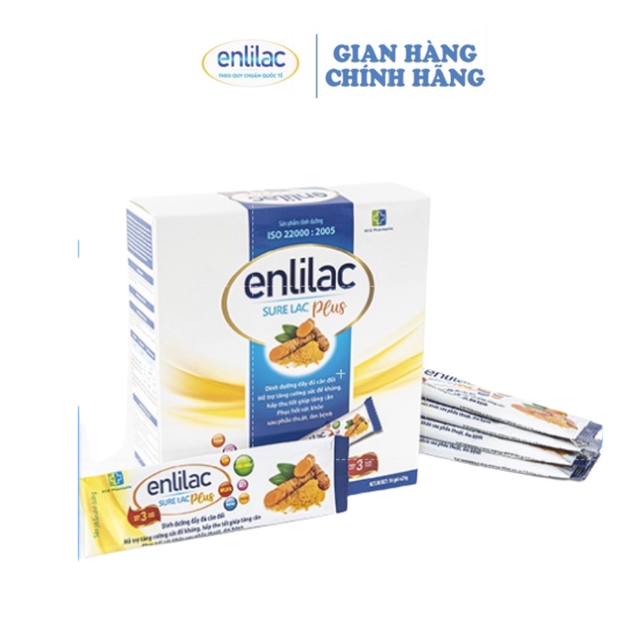 Sữa bột tăng đề kháng Enlilac SureLac Plus  Hộp 400g  năng lượng hồi phục cho người ốm bệnh và sau phẫu thuật