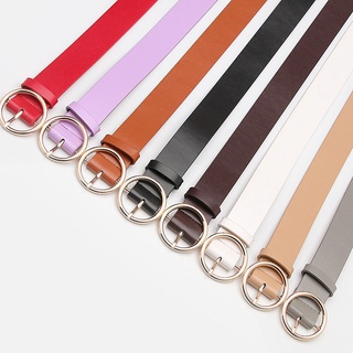 Dây nịt thắt lưng da khóa tròn mạ vàng basic cấ tính Ulzzang