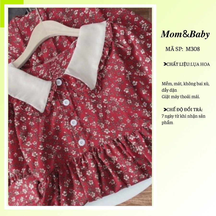Đầm bầu hoa nhí có dây đai M308 vải lụa hoa thời trang thiết kế xinh xắn MSP308 Mom and Baby