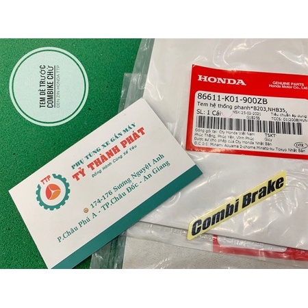 Tem dè trước Combike chử Đen SH Mode, SHVN 13 xe Đô, Trắng zin (1 miếng)