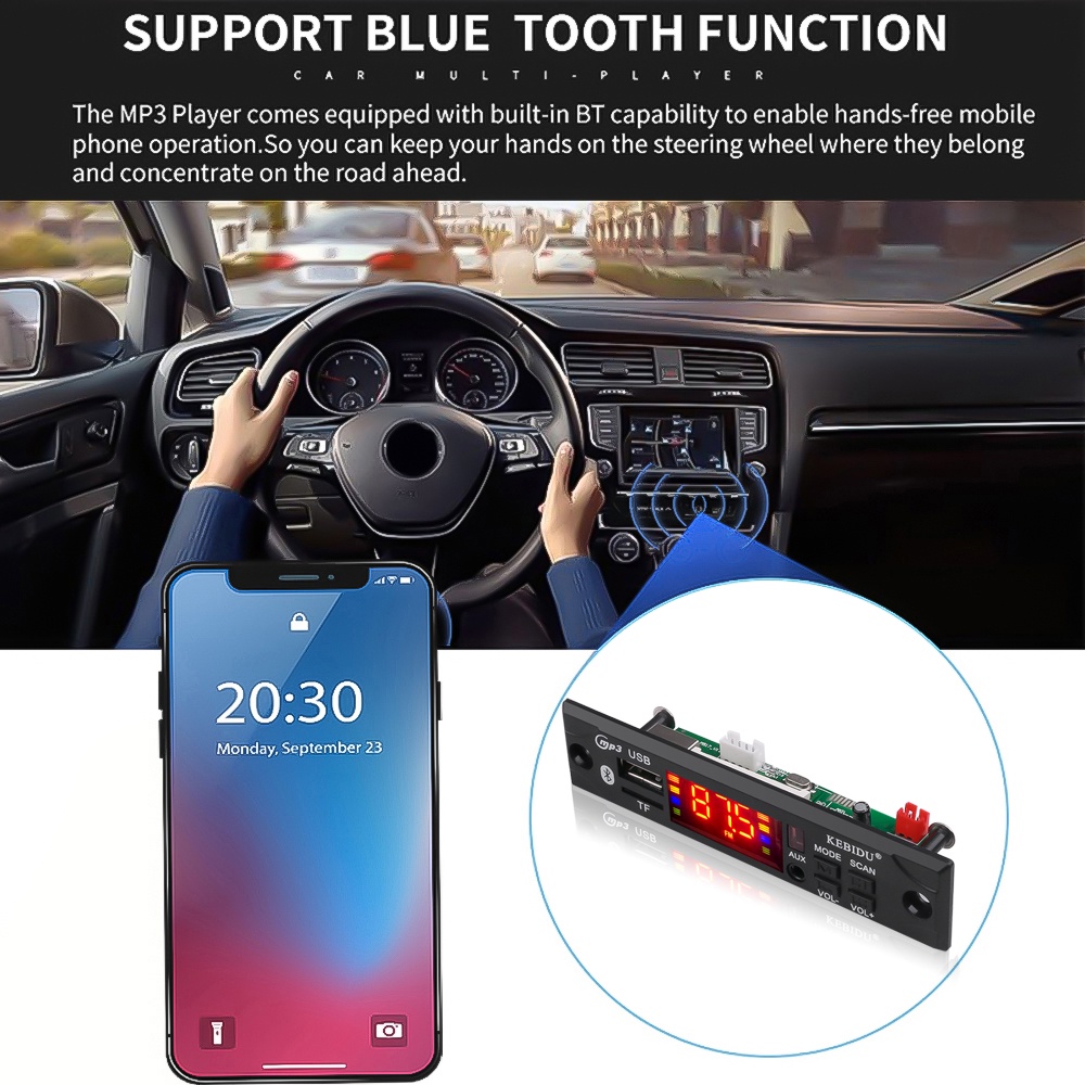 Máy Nghe Nhạc MP3 Không Dây Bluetooth 5.0 5-12V Màn Hình Màu Hỗ Trợ FM WMA USB TF