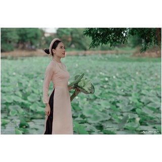 áo dài lụa cổ tròn