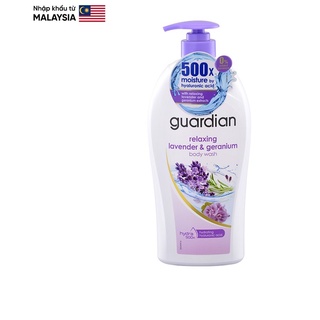 Sữa tắm guardian thư giãn hoa oải hương và phong lữ 1000ml | relaxing lavender & geranium body wash