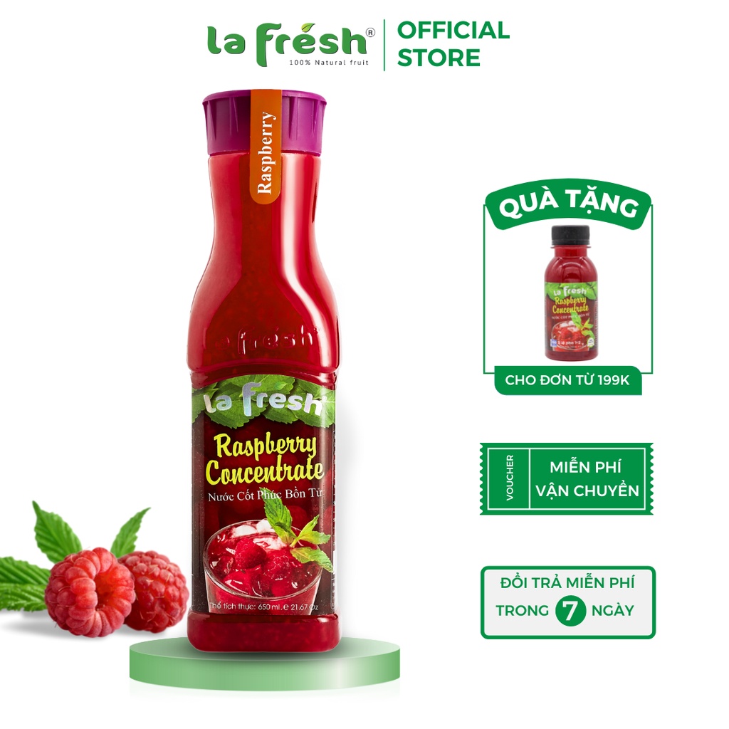 Nước ép Phúc Bồn Tử cô đặc LAFRESH chai 650ml, nguyên liệu pha chế nước ép trái cây.
