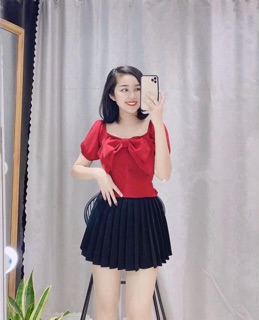 Áo bệt vai nơ ngực