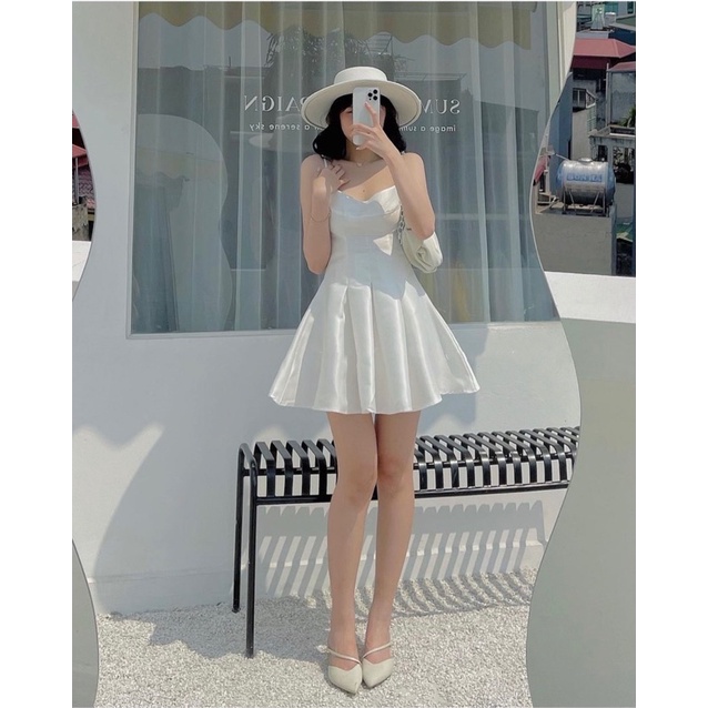 ĐẦM 2 DÂY CỔ ĐỖ FORM XOÈ KÈM LÓT - KÈM HÌNH THẬT