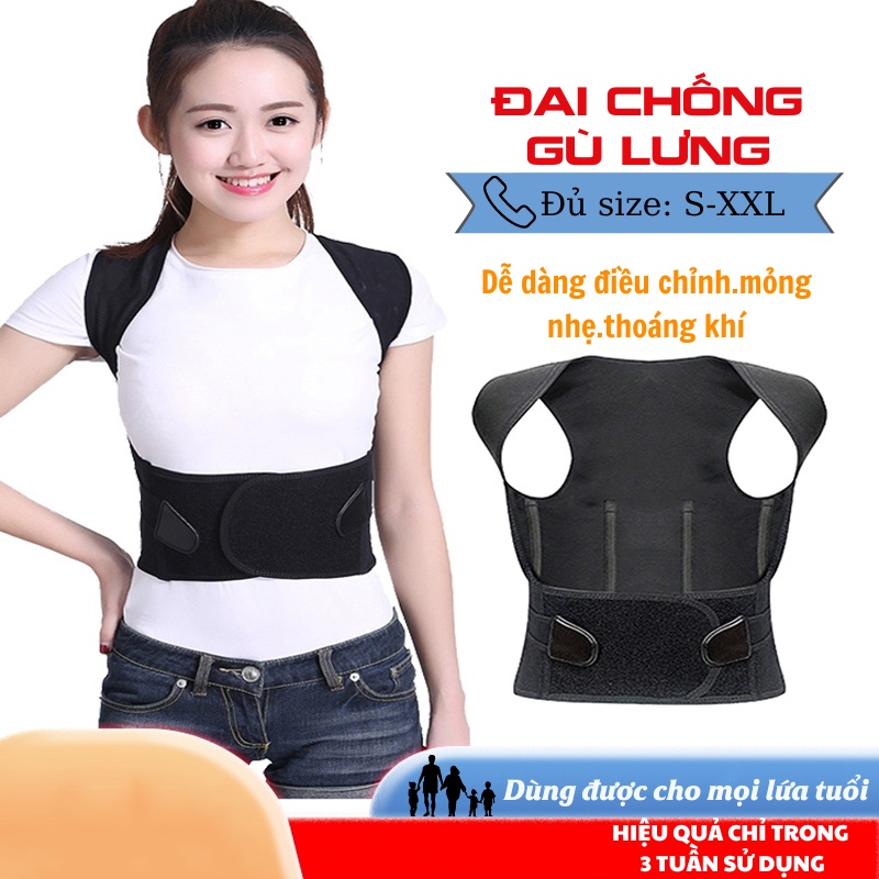 Đai Chống Gù Lưng Đai Định Hình Lưng Chống Gù Cho Mọi Lứa Tuổi Co Giãn 4 Chiều SUN.Z