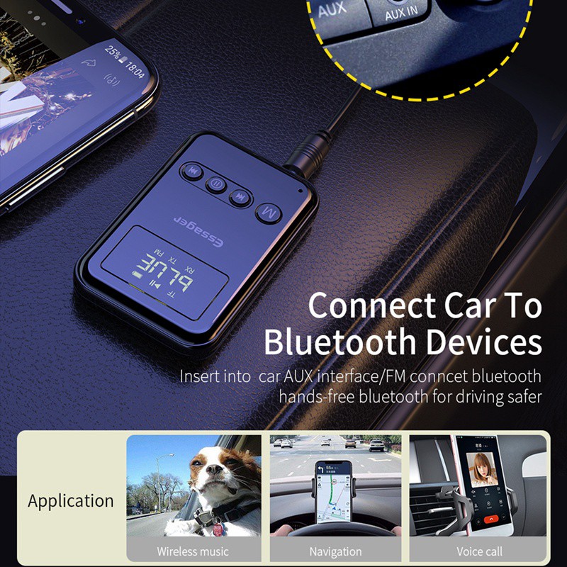 ESSAGER Bộ Thu Phát Âm Thanh Bluetooth 5.0 Giắc Cắm 3.5mm Cho Pc Tv Và Tai Nghe