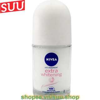 Lăn Khử Mùi Nữ Nivea 25ml Trắng Mịn Mờ Vết Thâm Extra Whitening, suu.shop cam kết 100% chính hãng