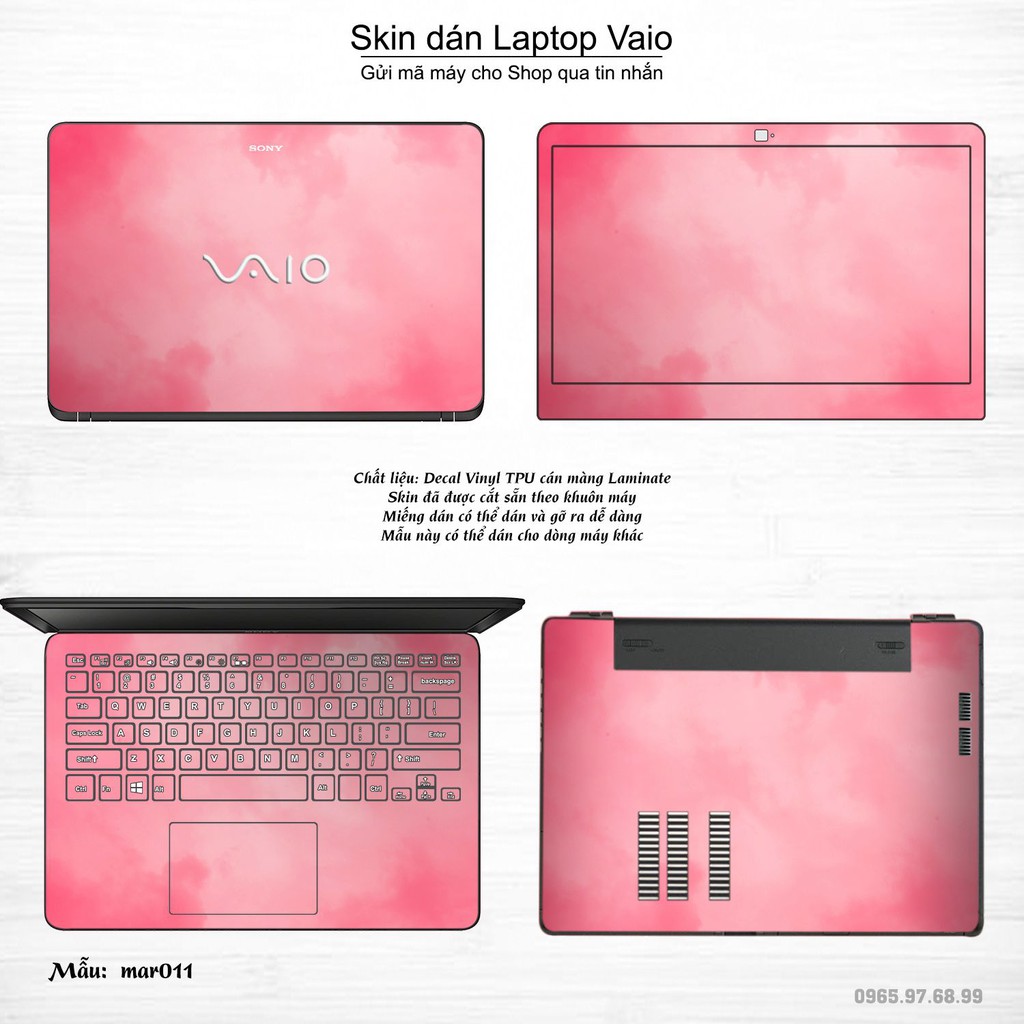 Skin dán Laptop Sony Vaio in hình vân Marble bộ 2 (inbox mã máy cho Shop)