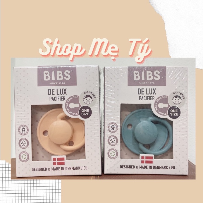 [TẶNG HỘP ĐỰNG] Ti giả BIBS SILICON DELUX  Đan Mạch cho bé 0-36 tháng (1 size duy nhất)