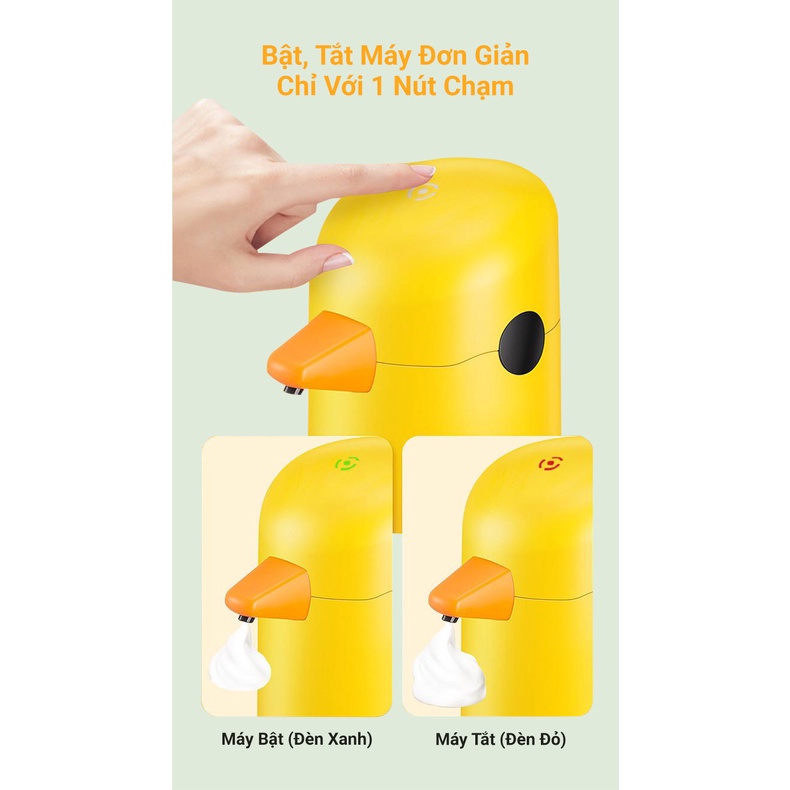 Máy Tạo Bọt Xà Phòng Rửa Tay KUNBE Hình Vịt Vàng Cảm Biến Tự Động Tiện Lợi