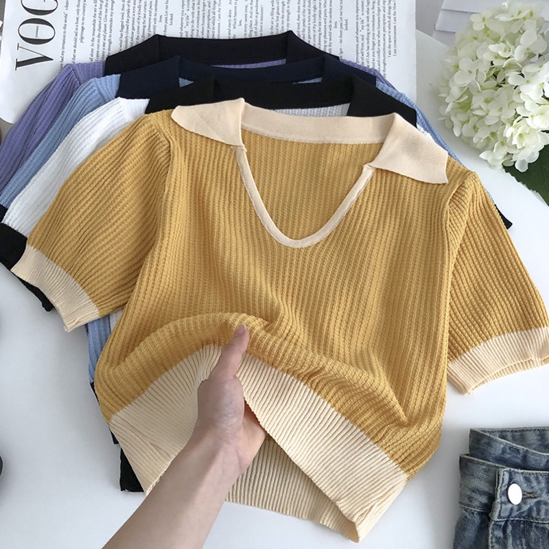 Áo Sweater Dệt Kim Chui Đầu Dáng Ôm Thiết Kế Trẻ Trung