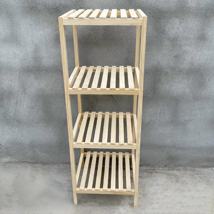 Kệ Tab 4 tầng gỗ thông tự nhiên sơn màu trắng trang trí, decor