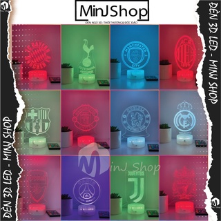 |20+ Đèn 3D Led Logo CLB Bóng Đá | 16 Màu + Remote | MinJ Shop | Đèn Ngủ 3D MU, Chelsea, Barca, MC, Real