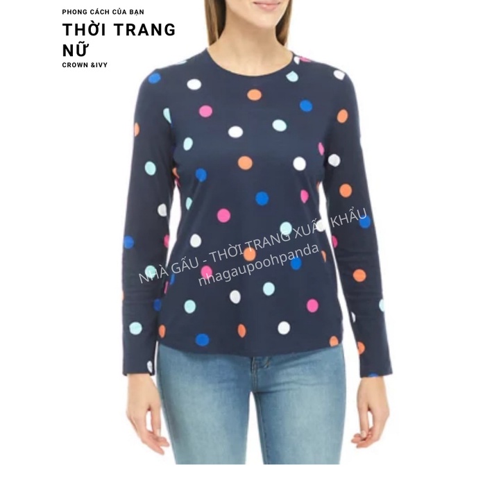 Nữ - Áo thun  tay dài màu hồng chấm bi có BIGSIZE 04180522-01
