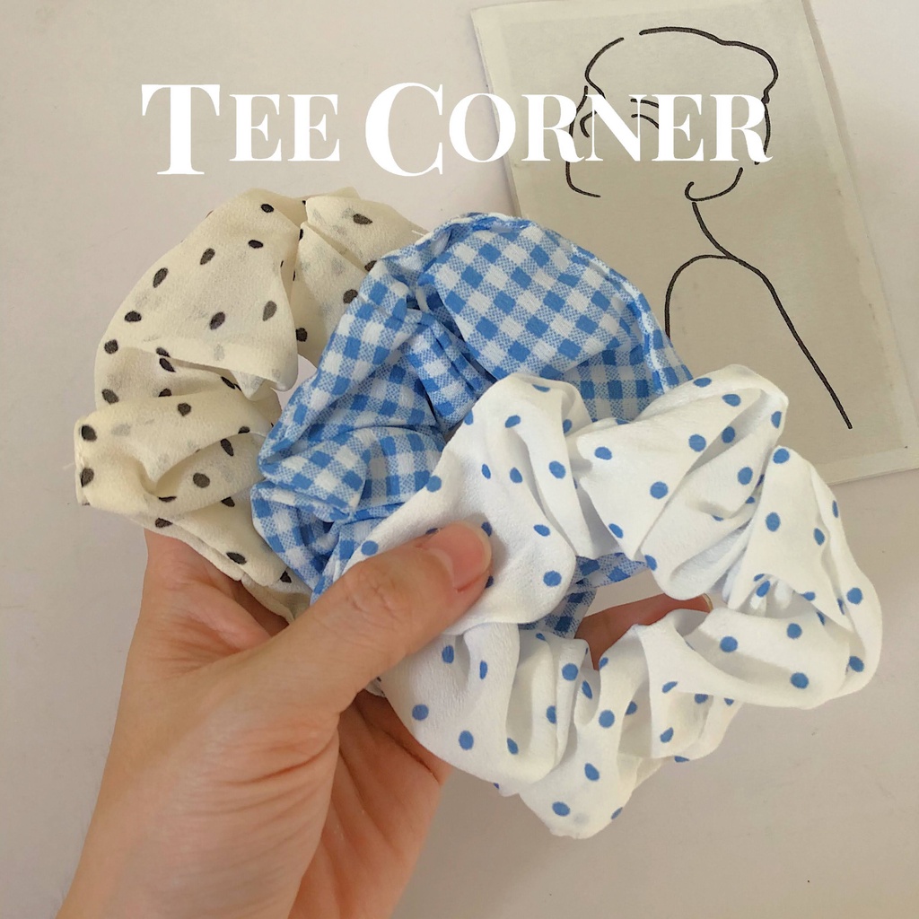 Dây buộc tóc Scrunchie Họa tiết dễ thương