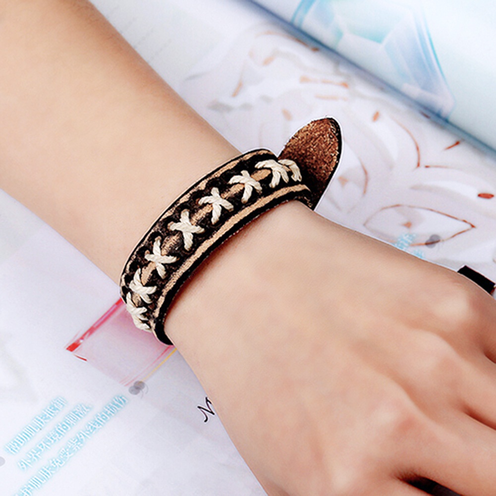 Vòng đeo tay bằng da kiểu dáng cổ điển dành cho cả nam và nữ