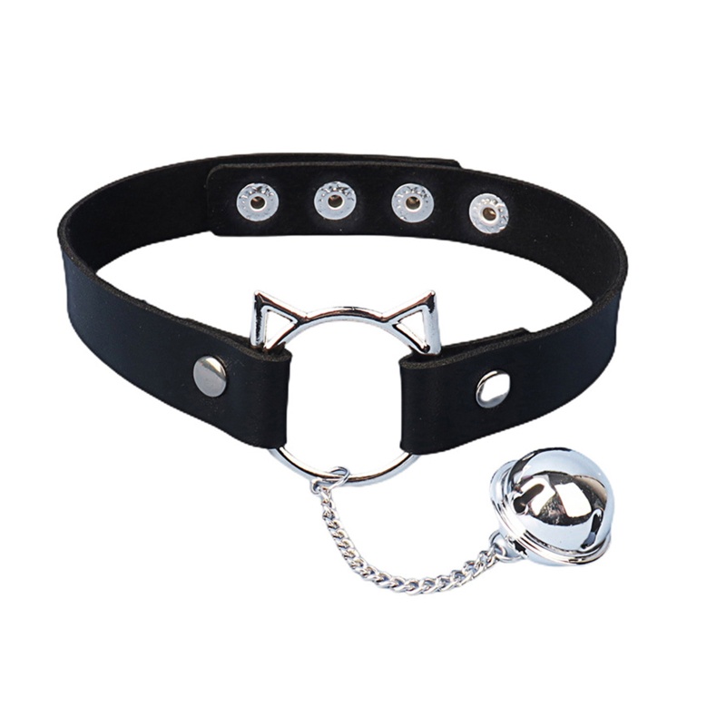 Vòng Cổ Choker Da Đính Chuông Phong Cách Punk Gothic Quyến Rũ