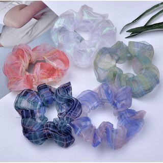 Dây cột tóc Scrunchies Sọc see through