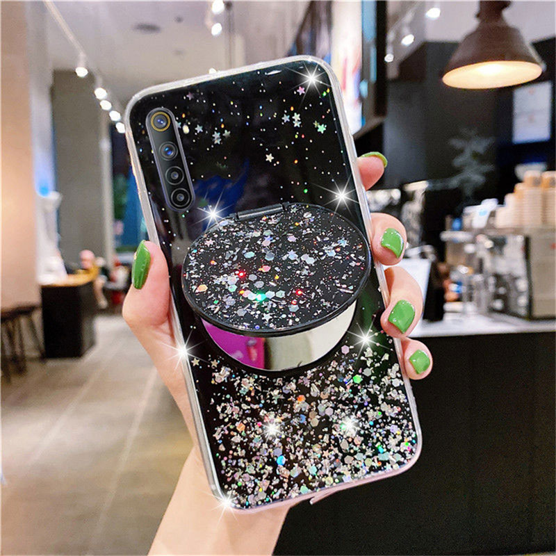 Ốp điện thoại Tráng Gương Có Giá Đỡ Tiện Dụng Cho Realme 5 6 7 Pro 5i 6i 7i Xt