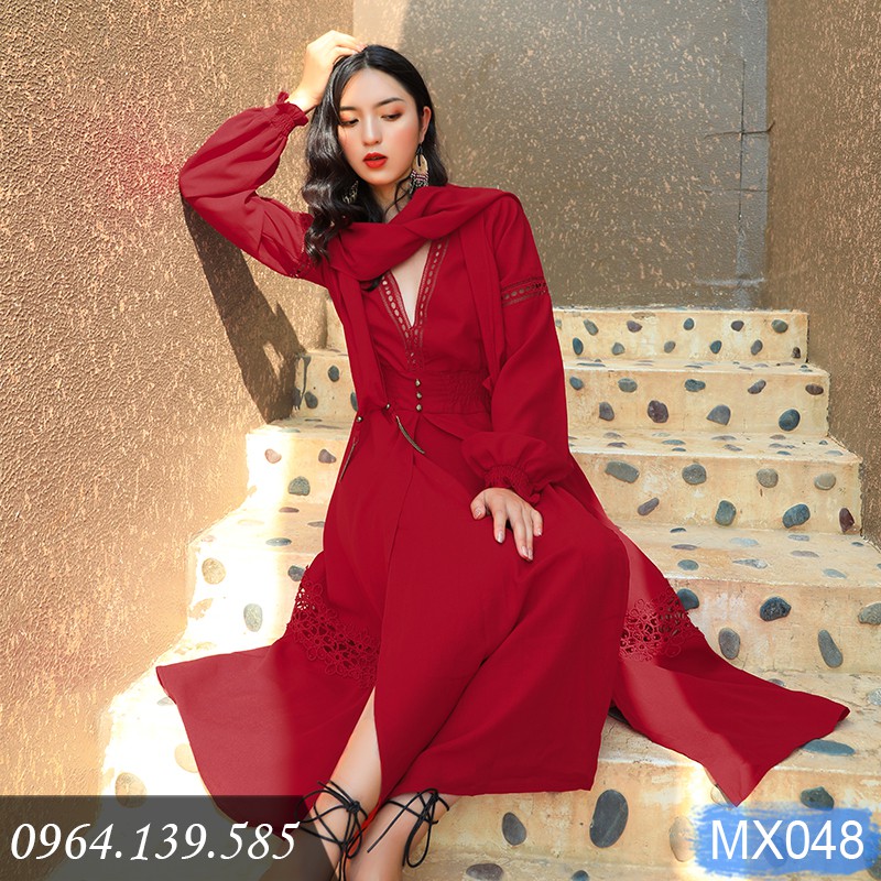 [LẺ SIZE M] - Đầm maxi Lệ Giang với khăn choàng đầu quyến rũ, phong cách mới lạ, mẫu mới 2020, hàng độc