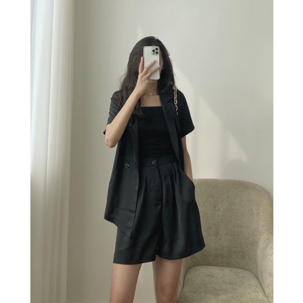 Set blazer tay ngắn quần short