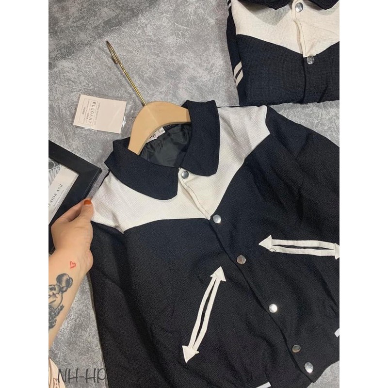 Siêu Phẩm áo khoác dạ bomber viền sọc 2 lớp