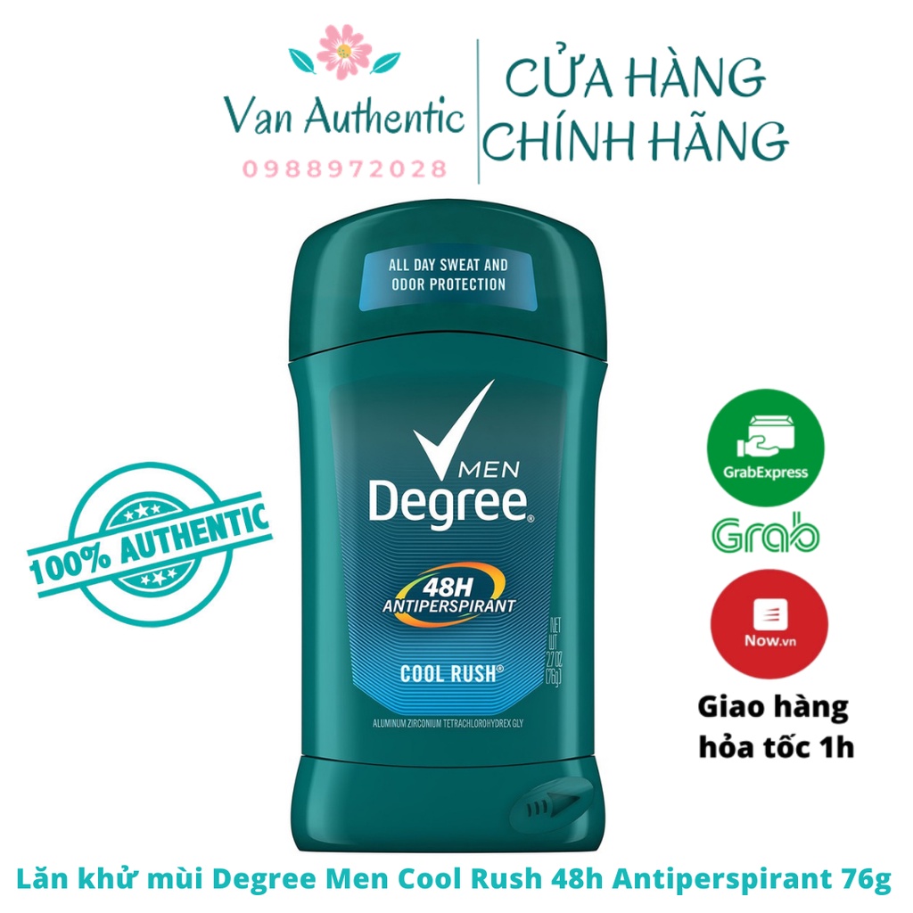 Lăn khử mùi Degree Nam 48h Antiperspirant Cool Rush 76g 100% Chính hãng